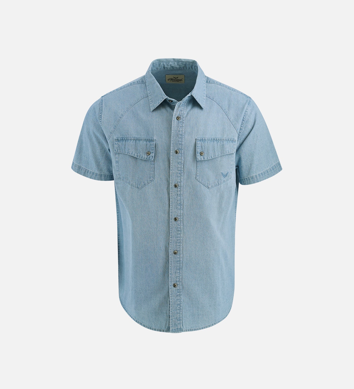 Thorogood Men's Short Sleeve Western Shirt With Snaps, Bleached Denim / 2XL Thorogood Men's Short Sleeve Western Shirt With Snaps, Bleached Denim / 2XL