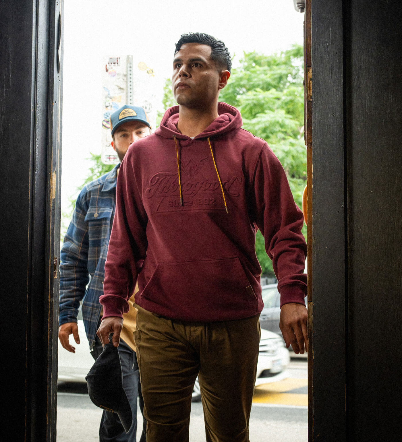 Heavyweight Embossed Logo Pullover Hoodie, #color_Chocolate Maroon