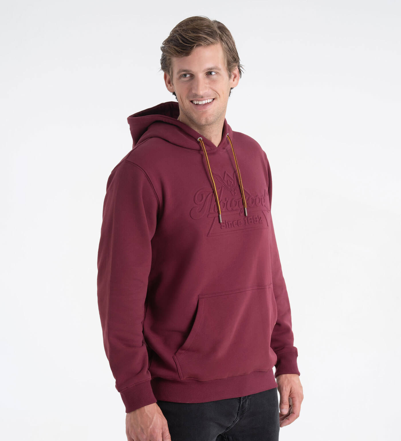 Hoodie Pullover With Embossed Logo, #color_Chocolate Maroon