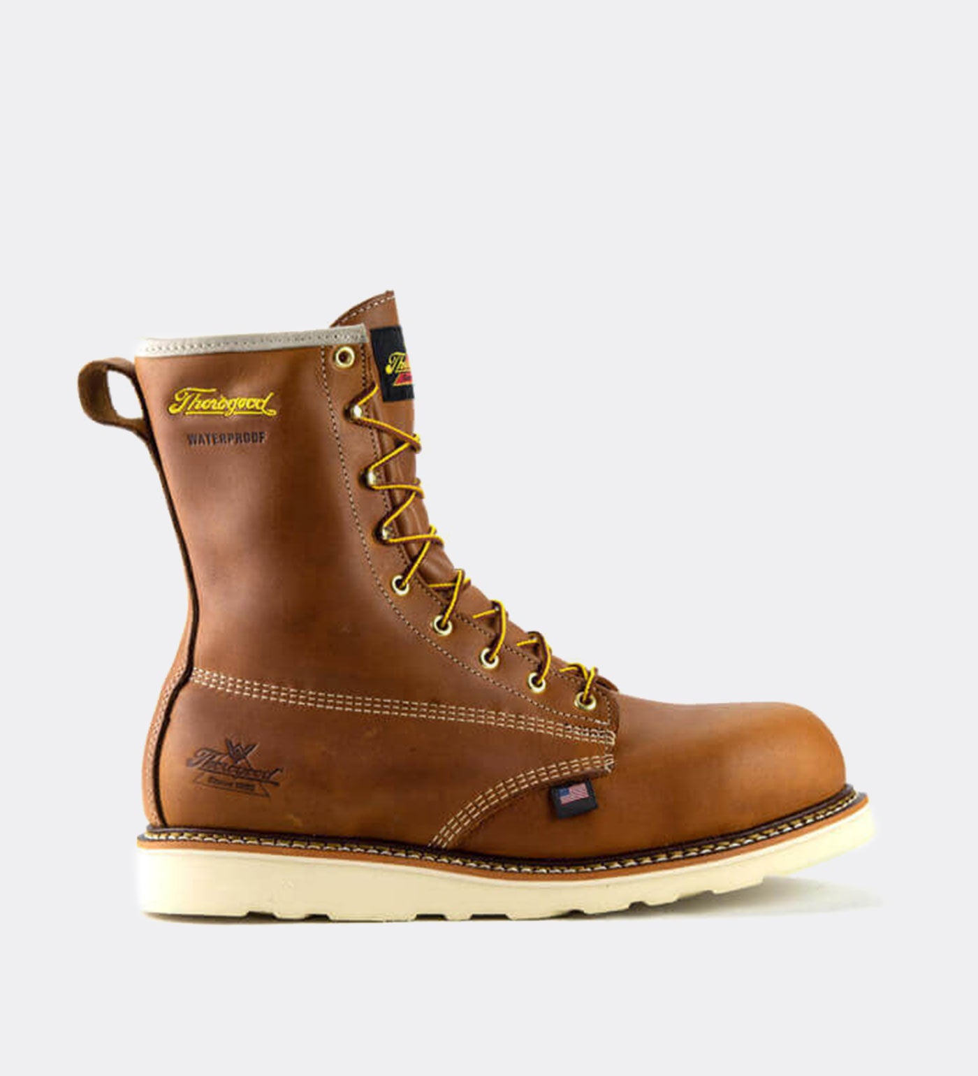 Thorogood American Heritage Waterproof 8" Tobacco Safety Toe Work Boots for Men